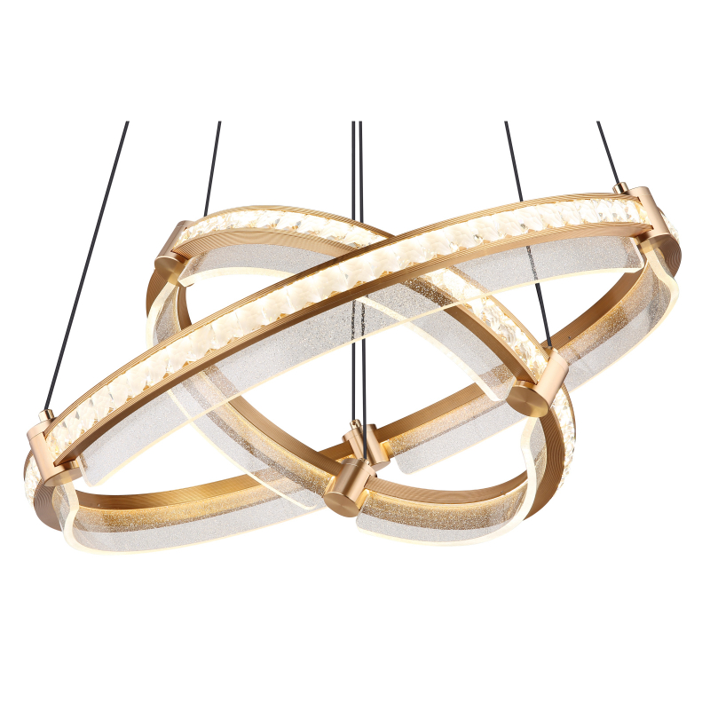 BLONDIE visiaci ledkový luster s krištálikmi na diaľkové ovládanie zlatý 1xLED/78W/CCT 2700-4000-6000K, priemer: 60cm