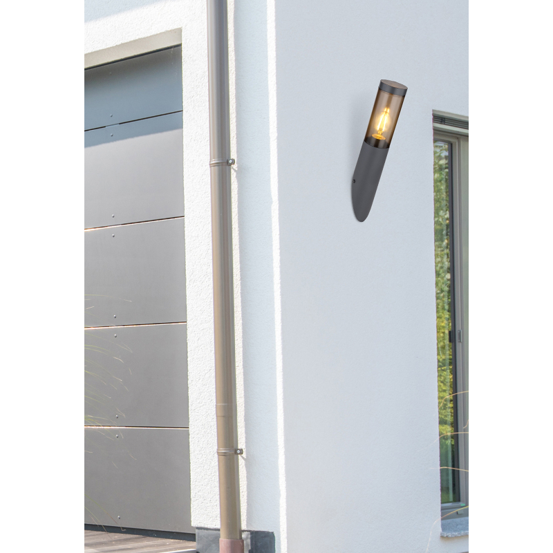 BOSTON vonkajšie nástenné svietidlo antracit/dymová 1xE27/23W IP44