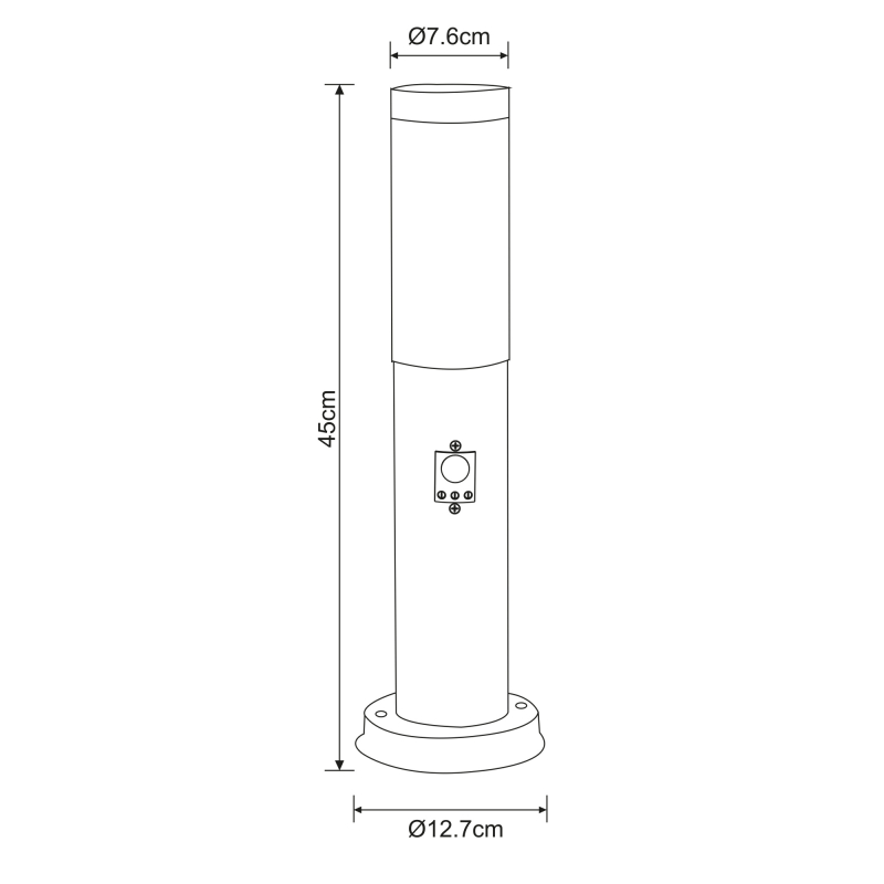 BOSTON stĺpik antracit 45cm so senzorom pohybu 1xE27/60W IP44
