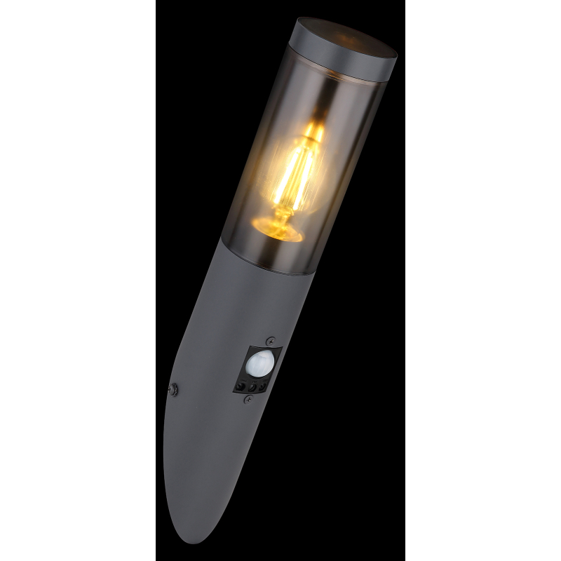 BOSTON vonkajšie nástenné svietidlo antracit/dymová so senzorom pohybu 1xE27/15W IP44