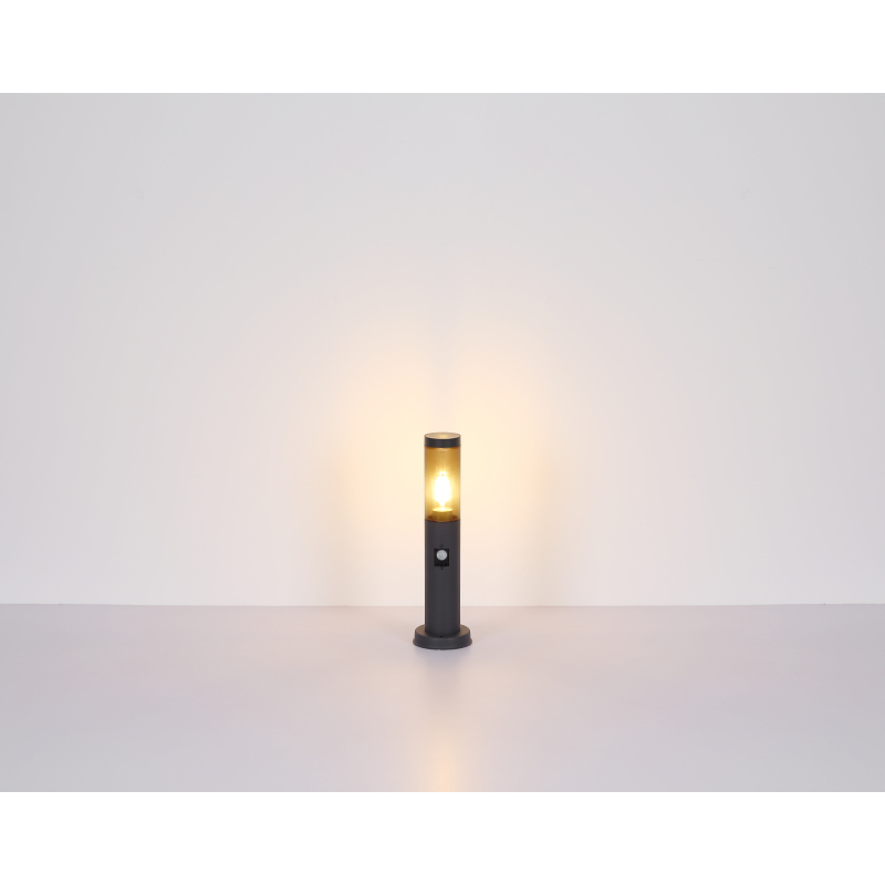 BOSTON stĺpik antracit/dymová 45cm so senzorom pohybu 1xE27/15W IP44