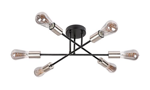 BRANWEN stropné svietidlo čierne/matný chróm 6xE27/25W