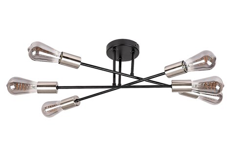 BRANWEN stropné svietidlo čierne/matný chróm 6xE27/25W