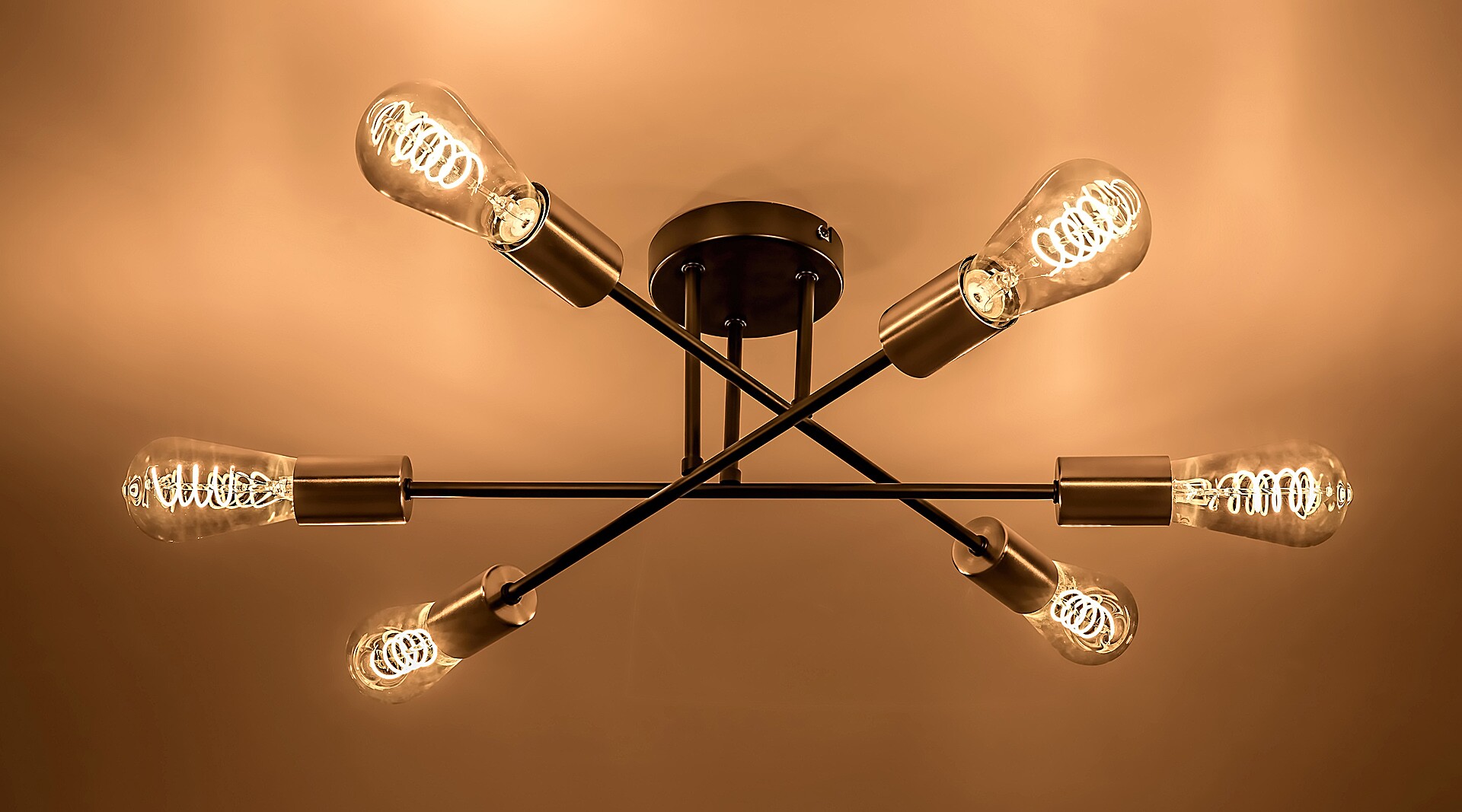 BRANWEN stropné svietidlo čierne/matný chróm 6xE27/25W