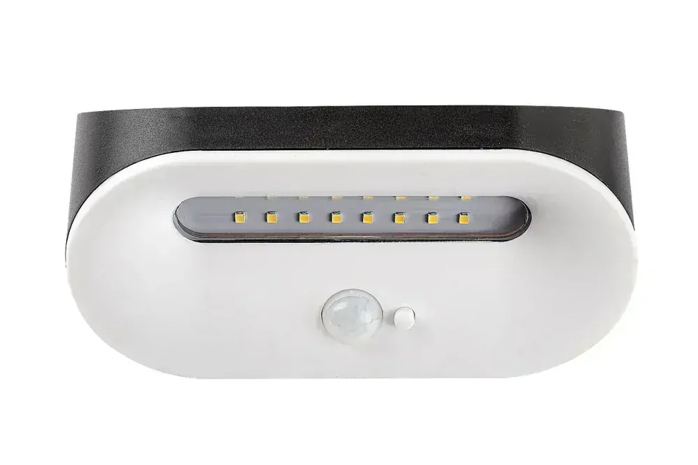 Brezno nástenné solárne led svietidlo čierne so senzorom 3,2W/4000K/145lm IP44