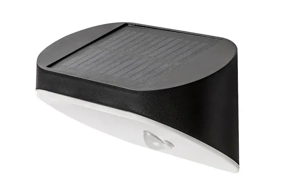 Brezno nástenné solárne led svietidlo čierne so senzorom 3,2W/4000K/145lm IP44