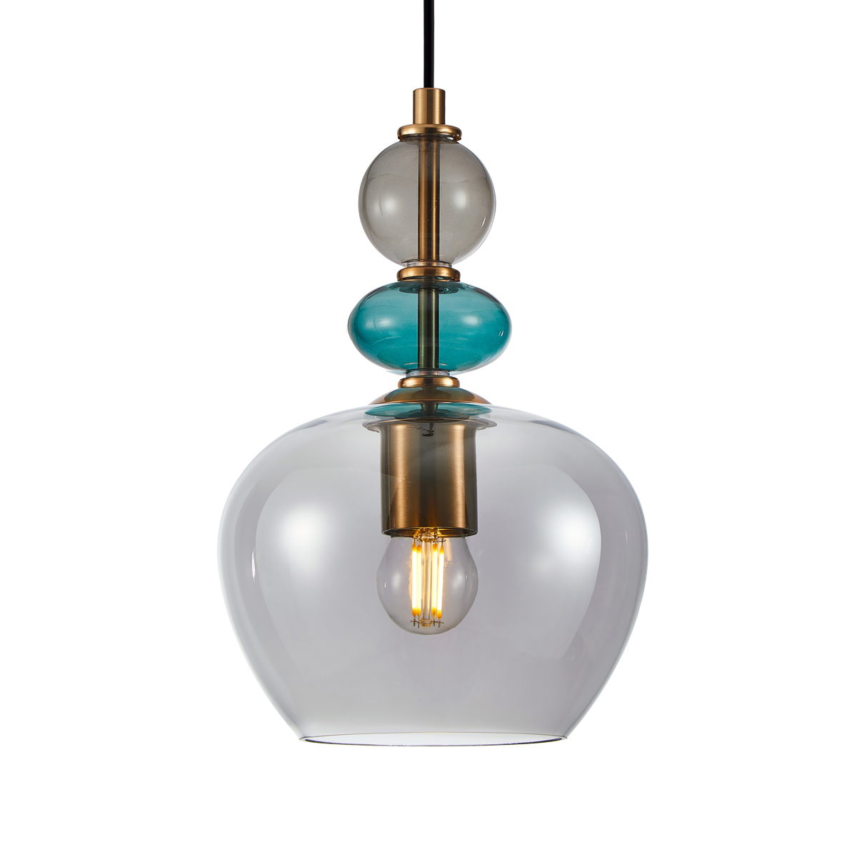 BUSCO závesná lampa čierna/zlatá 1xE27/40W, priemer: 19cm