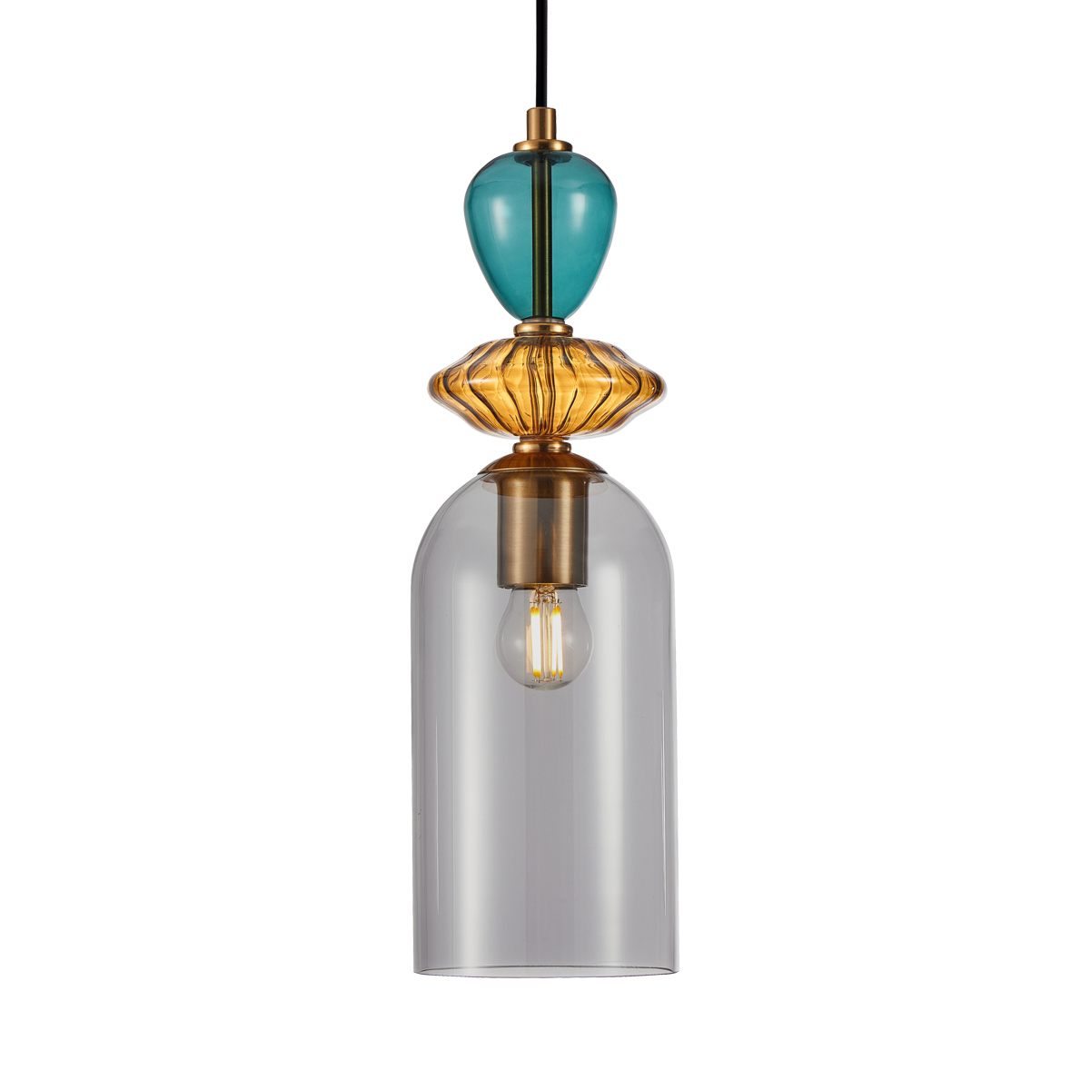 BUSCO závesná lampa čierna/zlatá 1xE27/40W, priemer: 12cm