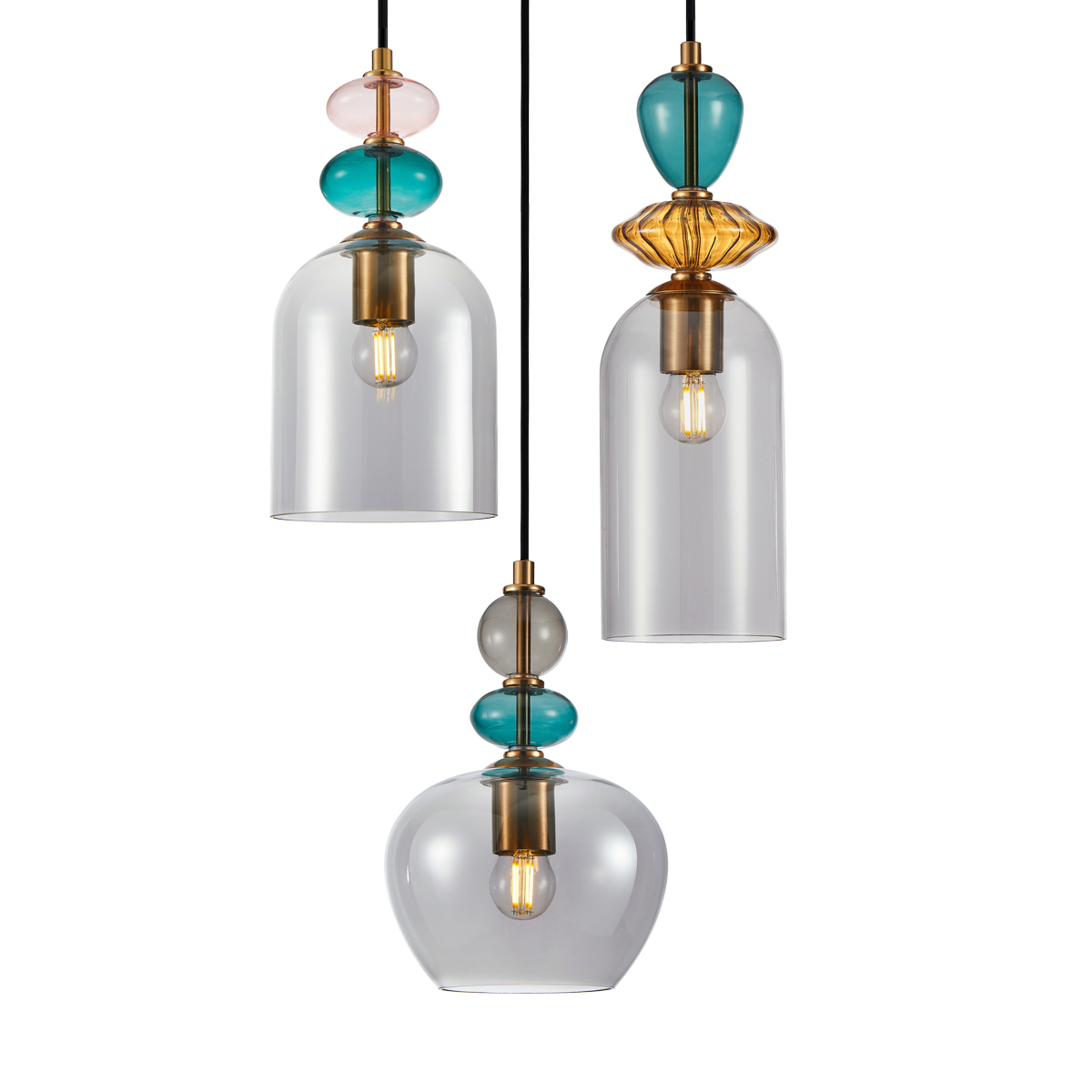 BUSCO závesná lampa čierna/zlatá 3xE27/40W, priemer: 39,5cm