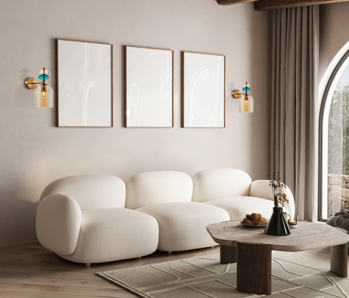 BUSCO nástenná lampa jantárová/zlatá 1xE27/40W, priemer: 14,5cm