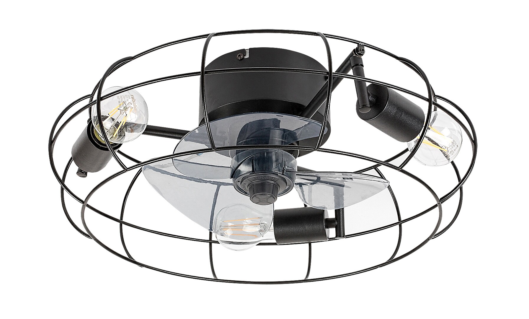 CADMUS stropný ventilátor so svetlom 3xE27/25W čierny, priemer 48cm
