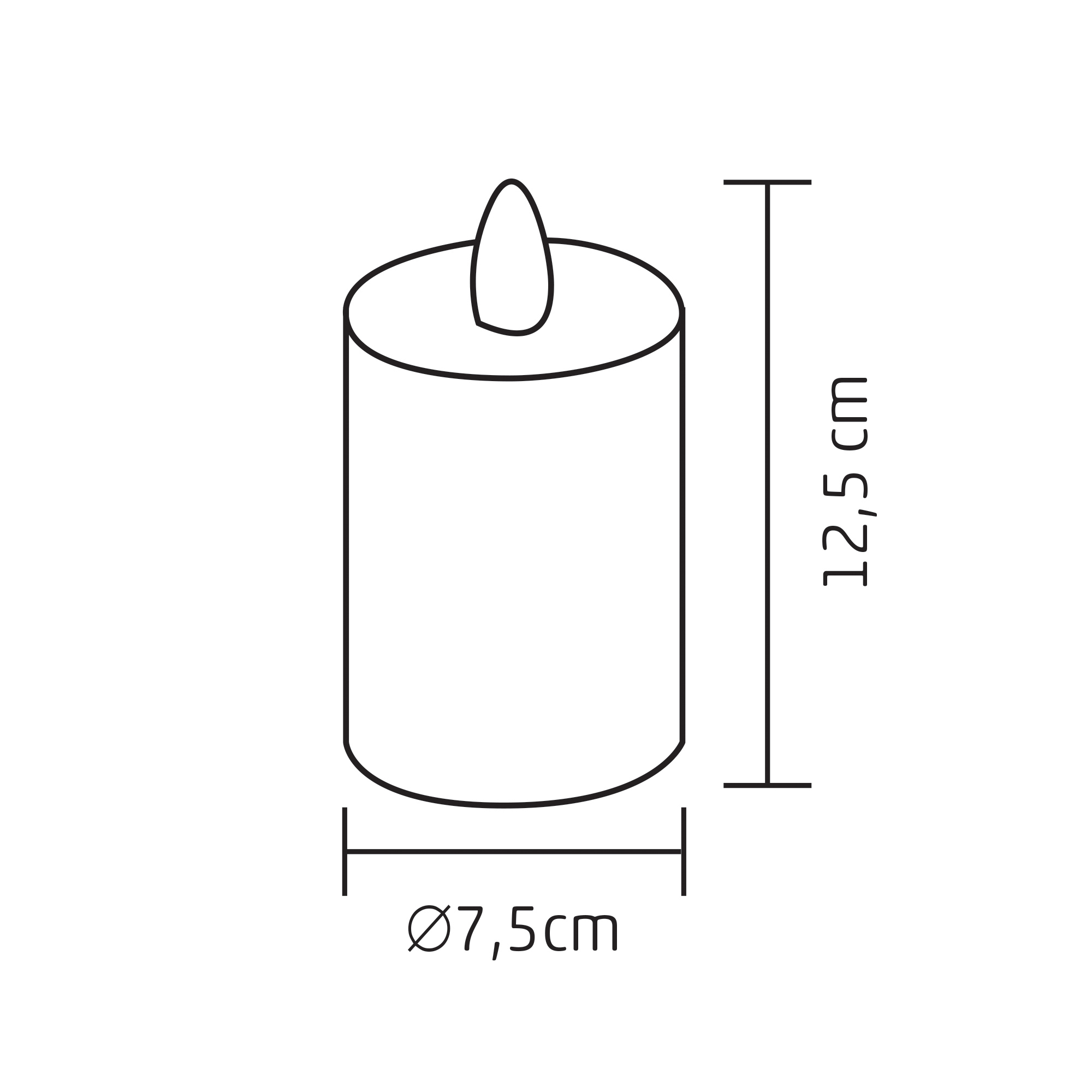 LED sviečka s plameňovým efektom a časovačom 1LED/3V na batérie, výška: 12,5cm, IP44