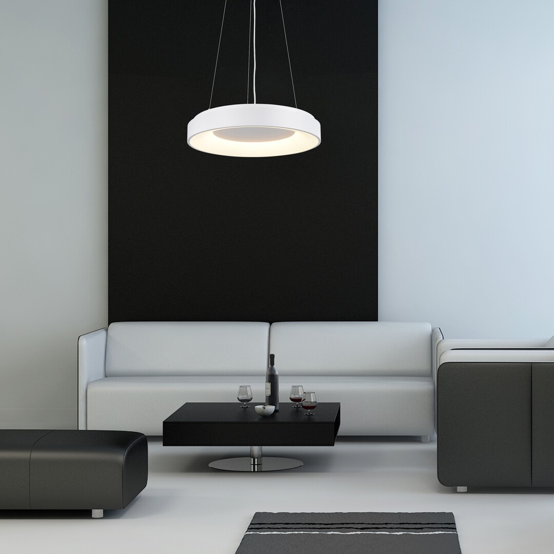 CEILO závesné svietidlo biele s diaľkovým ovládačom LED/38W/CCT, výška: 130cm
