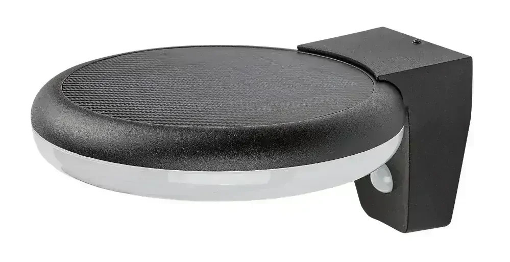 Certovo nástenné solárne led svietidlo čierne so senzorom 4W/4000K/360lm IP44