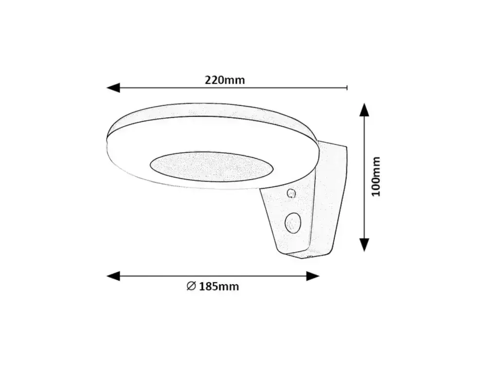 Certovo nástenné solárne led svietidlo čierne so senzorom 4W/4000K/360lm IP44