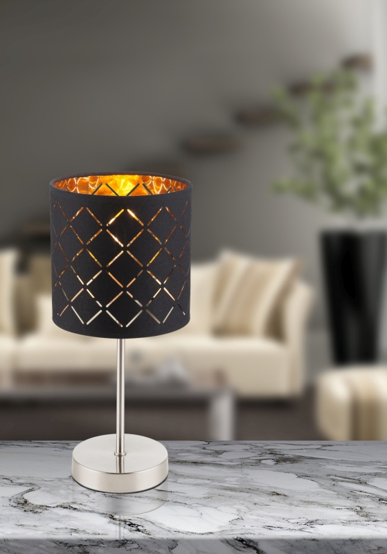 CLARKE stolná lampa čierno-zlatá 1xE14/40W, výška: 35cm