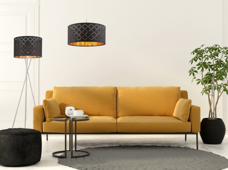 CLARKE visiaci luster čierno-zlatý 1xE27/60W, priemer: 40cm