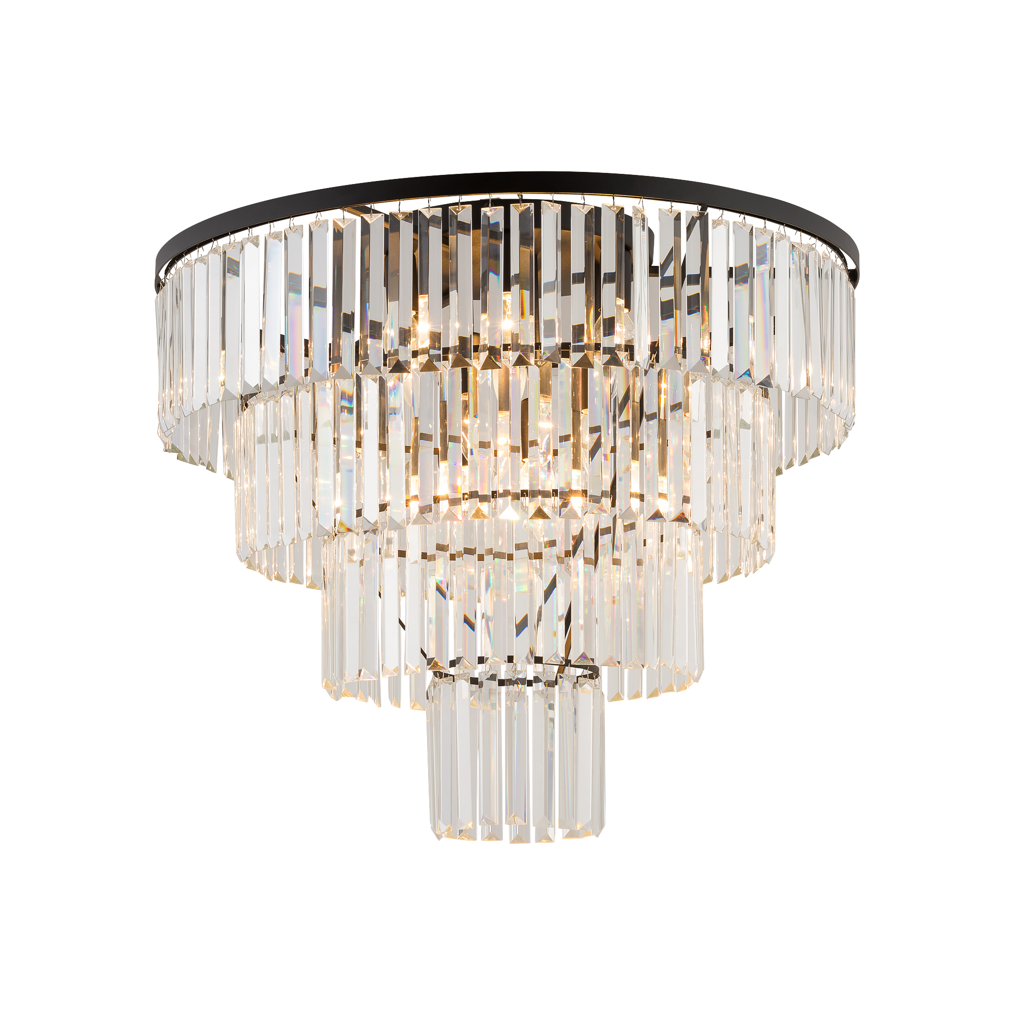 CRISTAL L krištáľový stropný luster čierny 12xE14/25W, priemer 71cm