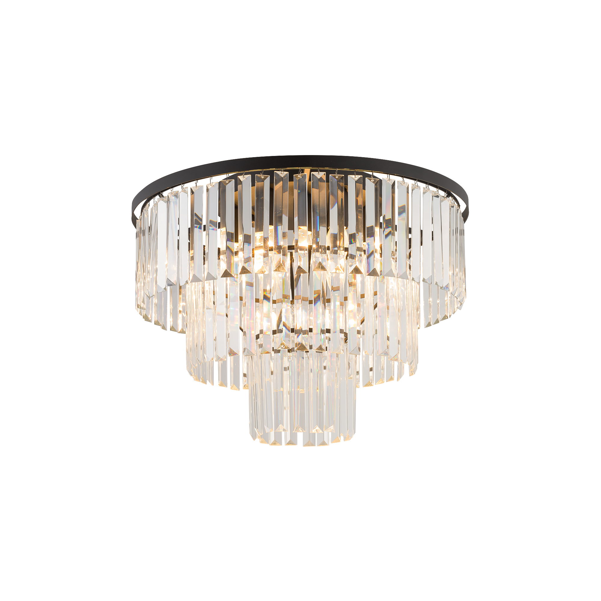 CRISTAL M krištáľový stropný luster čierny 9xE14/25W, priemer 56cm