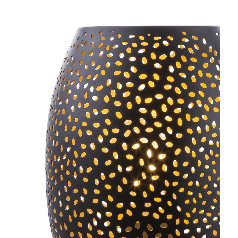 NARRI kovová nočná lampa čierna/zlatá s dierovaním 1xE27/40W