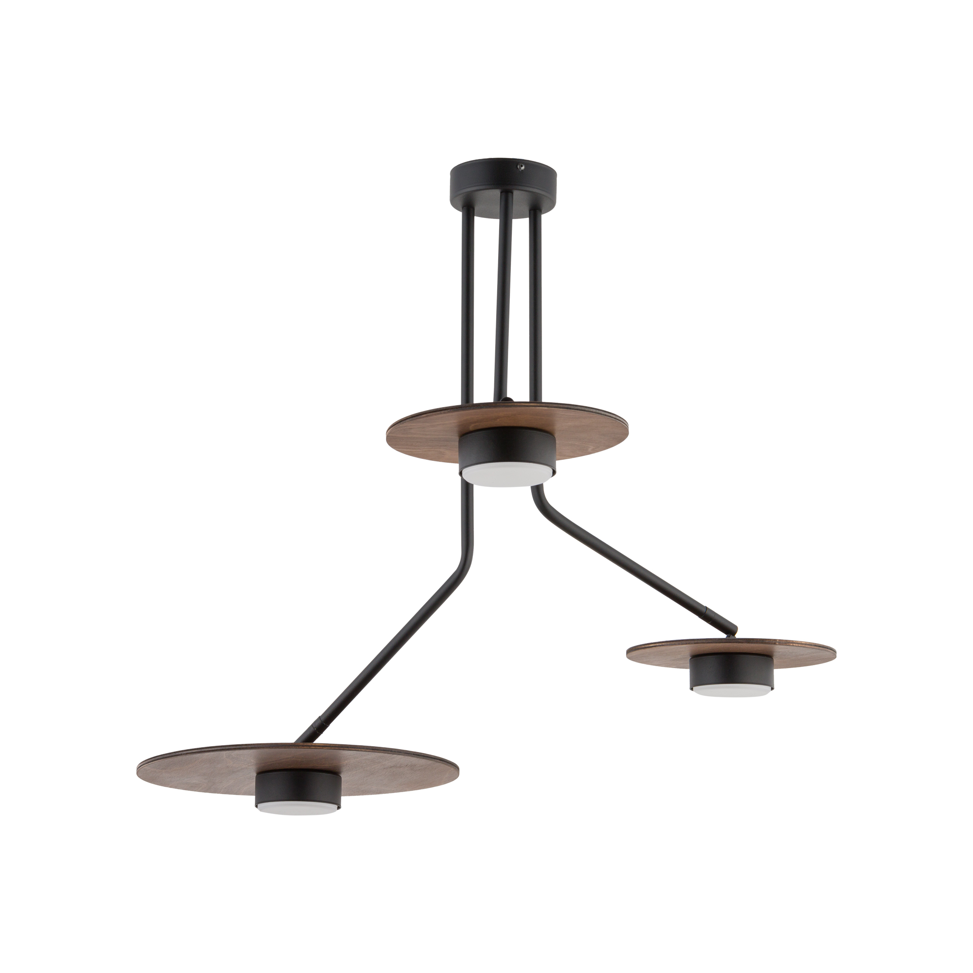 DISK stropné ledkové svietidlo tmavé drevo/čierna 3xGX53/12W, 60x72cm