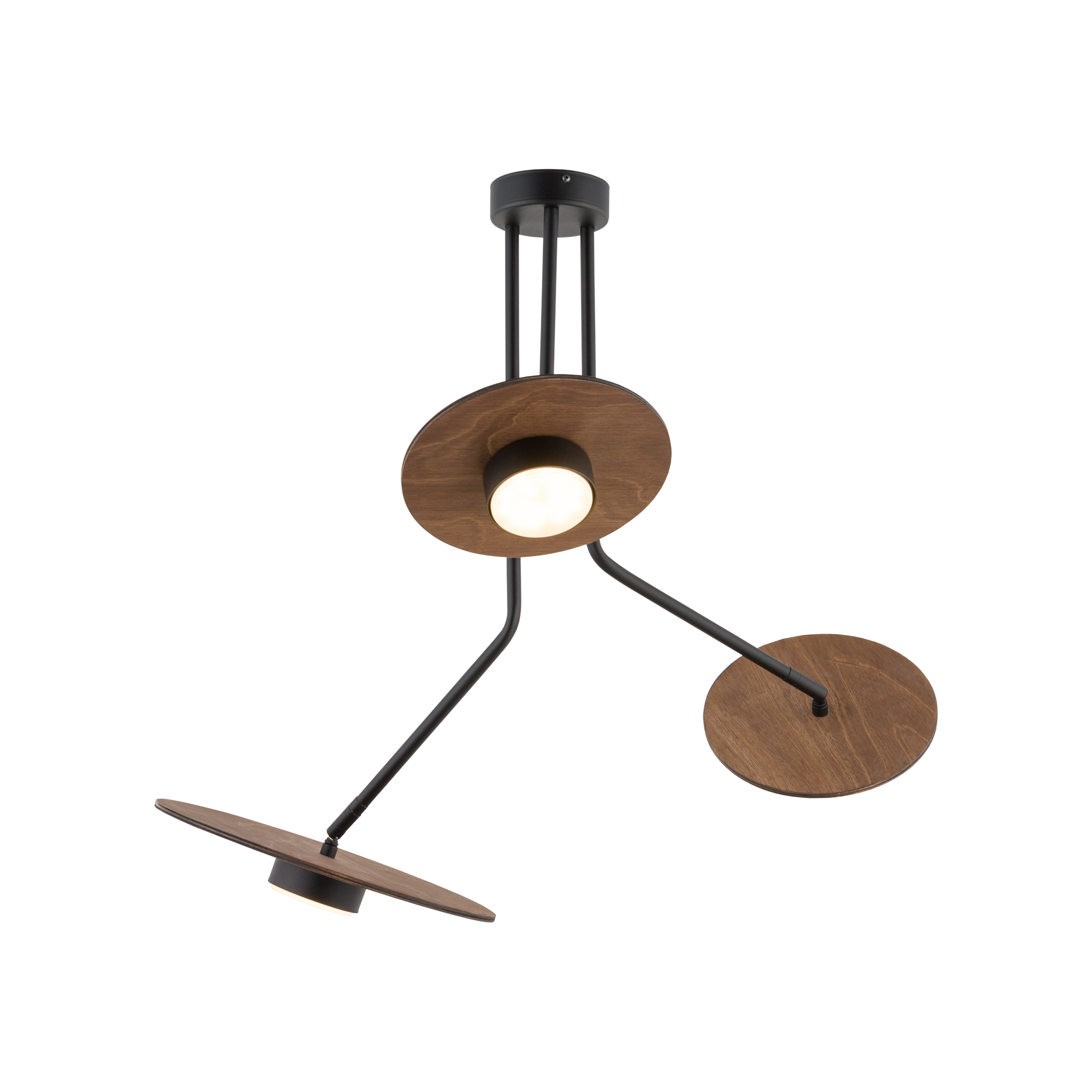 DISK stropné ledkové svietidlo tmavé drevo/čierna 3xGX53/12W, 60x72cm