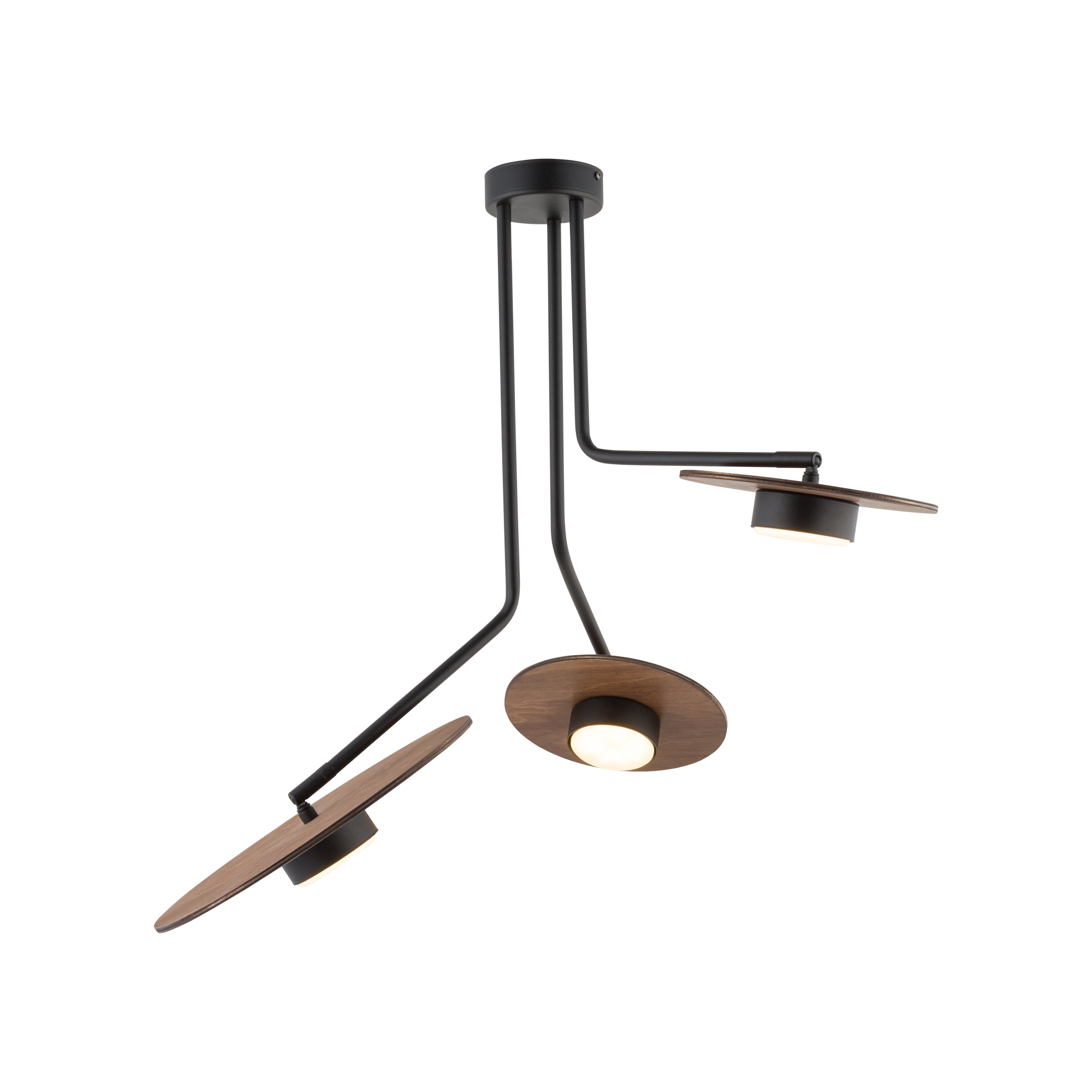 DISK stropné ledkové svietidlo tmavé drevo/čierna 3xGX53/12W, 60x72cm