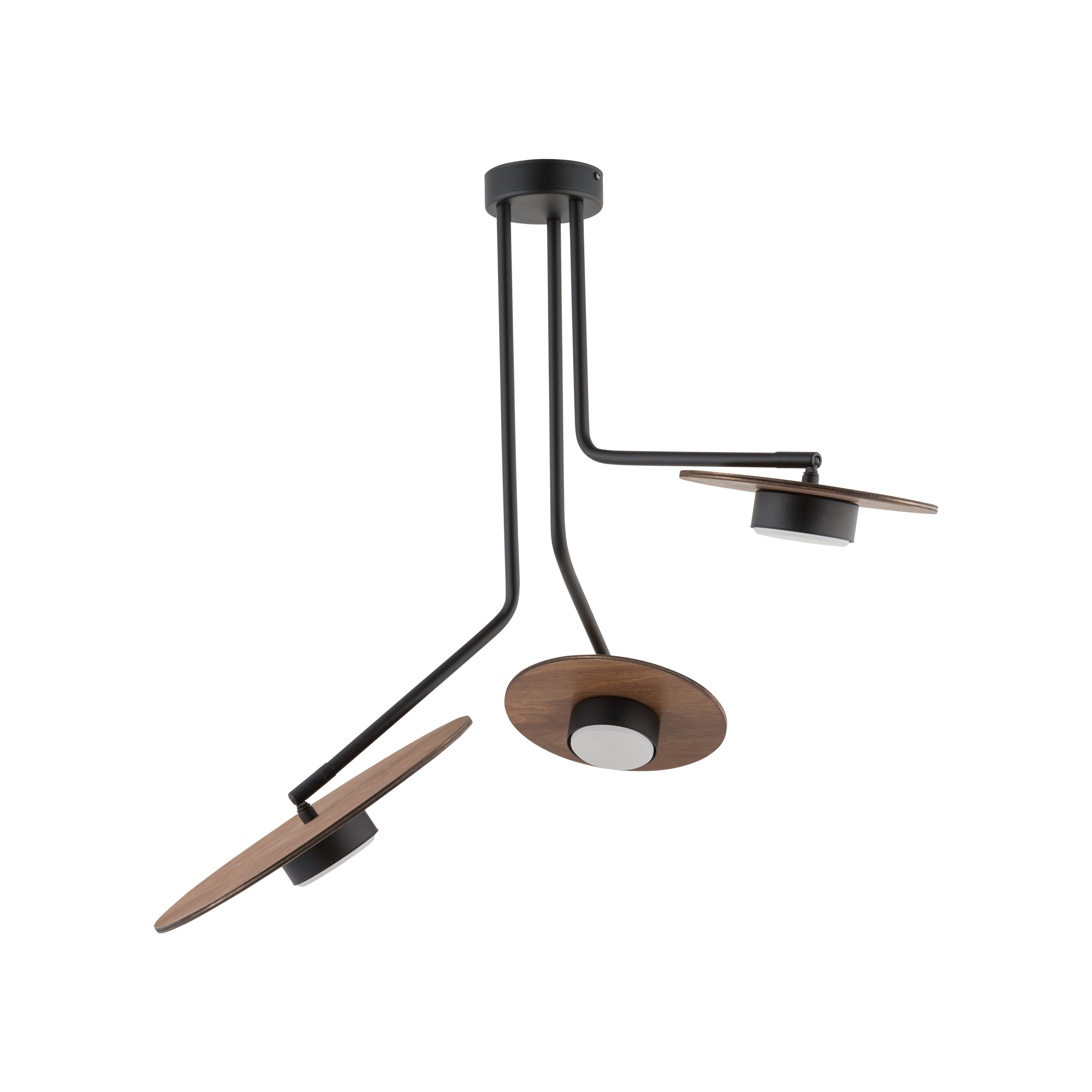 DISK stropné ledkové svietidlo tmavé drevo/čierna 3xGX53/12W, 60x72cm