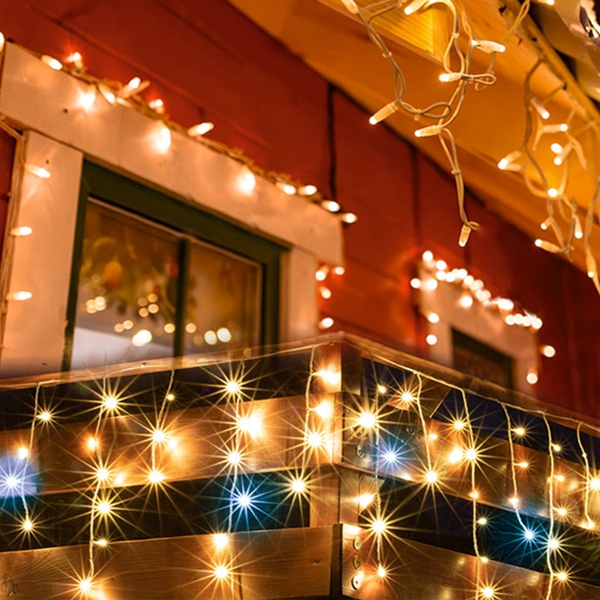 Spájateľný vonkajší záves 200LED teplá biela + blikajúce studené biele led, 5m