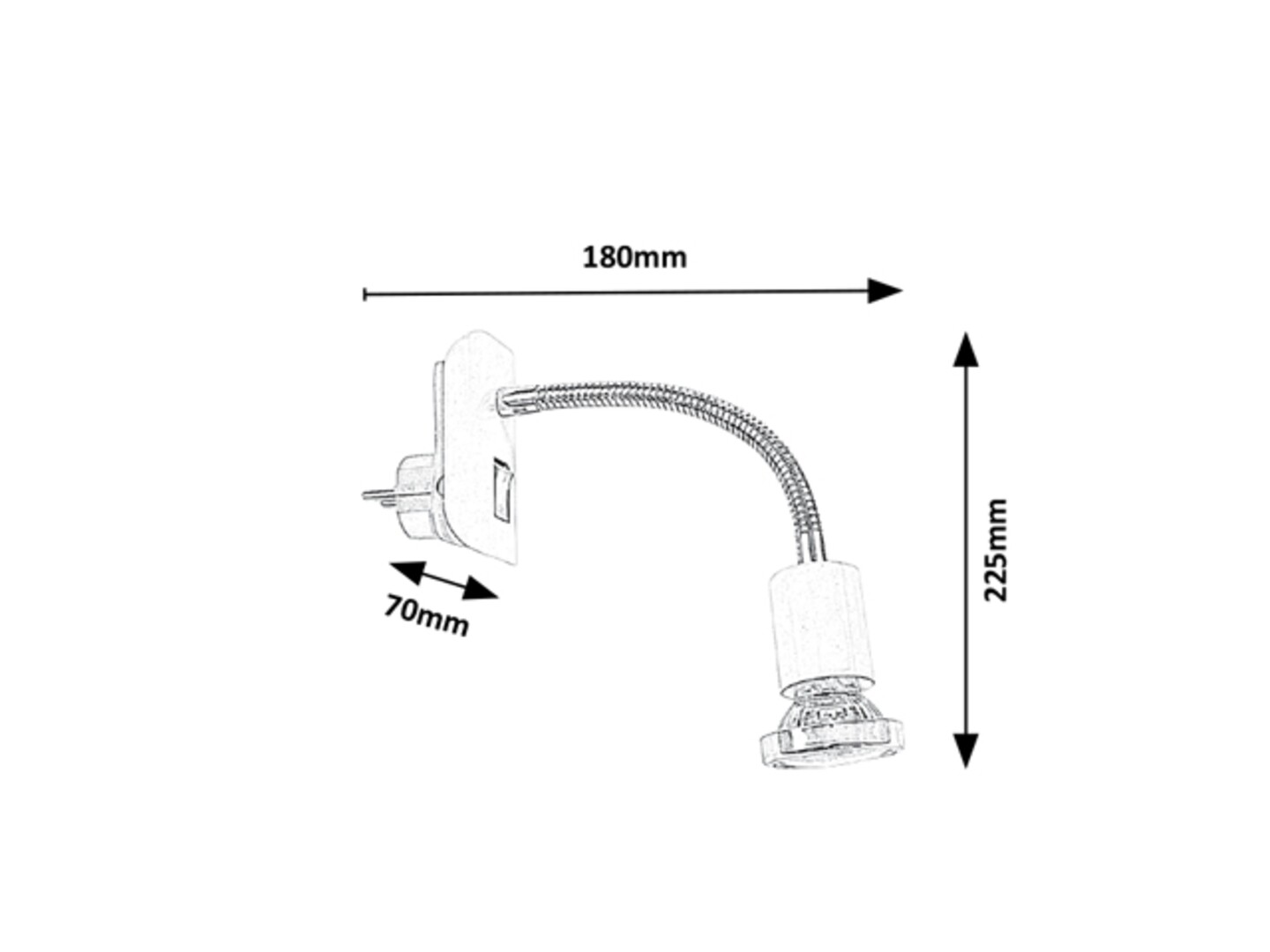 DOBRA nástenné svietidlo s vypínačom do zásuvky biele/chróm 1xLED/GU10/35W/3000K