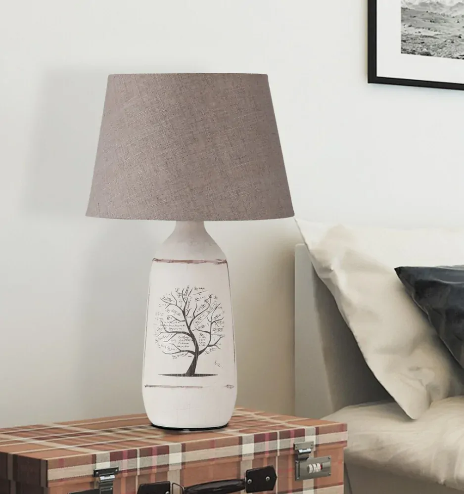 Textilné tienidlo DORA šedé pre objímku E27, priemer 24cm