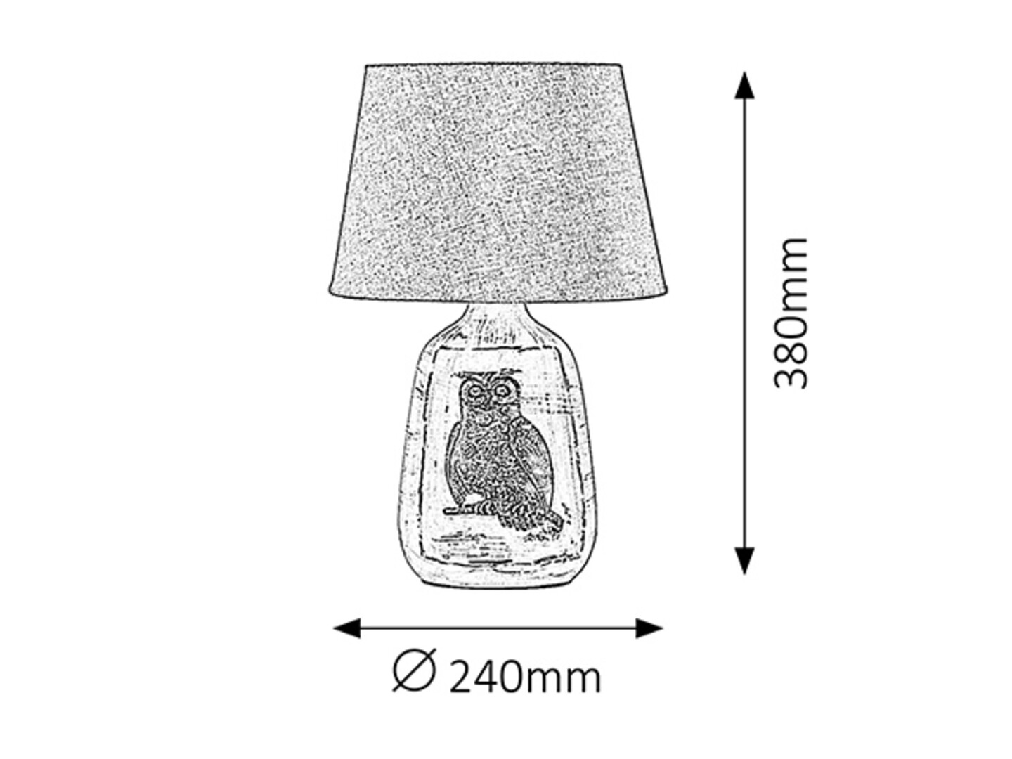DORA keramická nočná lampa so sovou biela/šedá 1xE27/40W, výška: 38cm