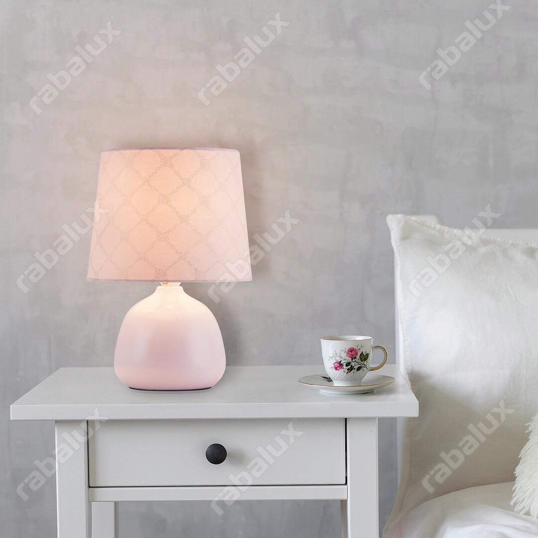 ELLIE nočná keramická lampa ružová 1xE14/40W, výška: 26cm