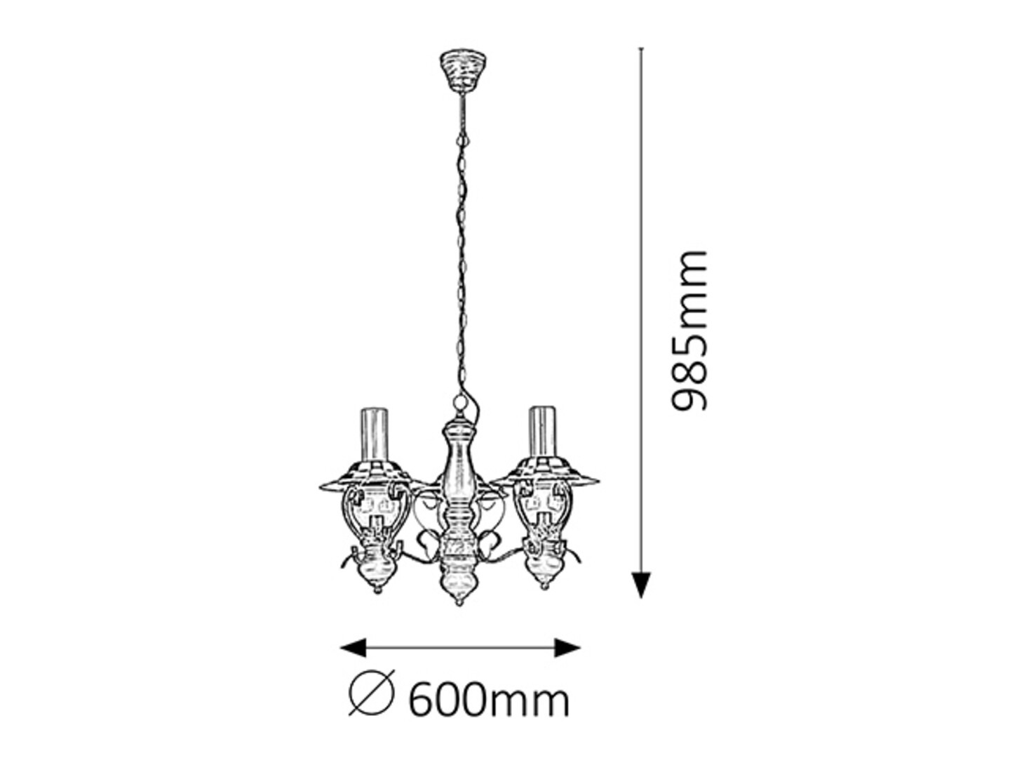 ENNA visiace rustikálne svietidlo na reťazi 3xE14/40W, priemer 60cm