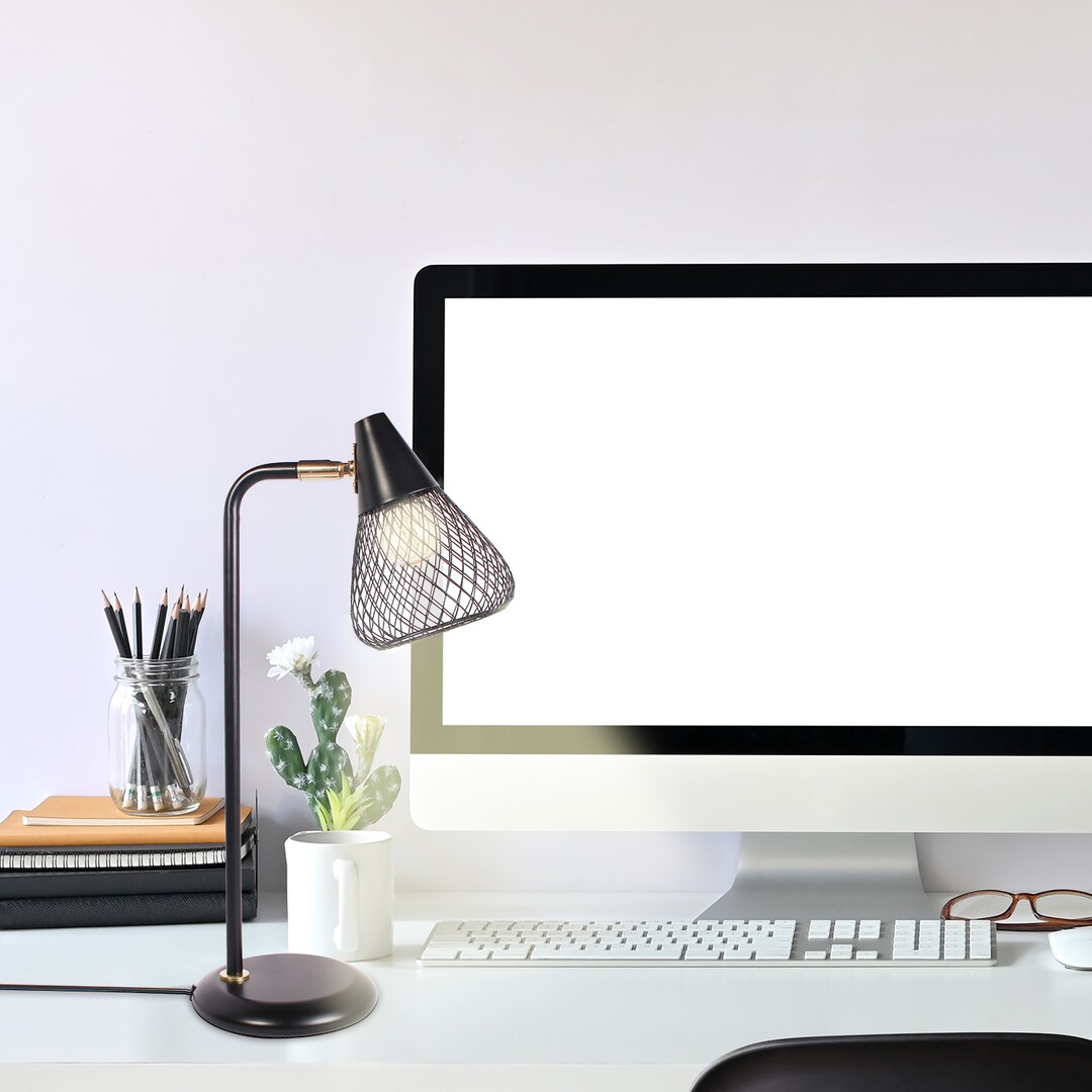 FANNY kovová nočná lampa čierna/zlatá 1xE14/25W, výška: 46cm