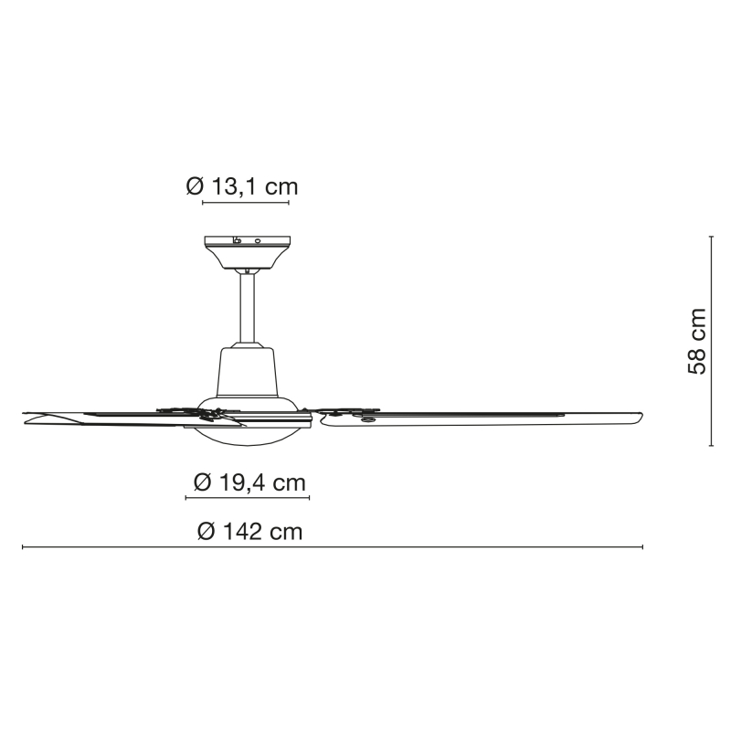 FERRO stropný ventilátor biely, 3 rýchlosti, 1 smer otáčania