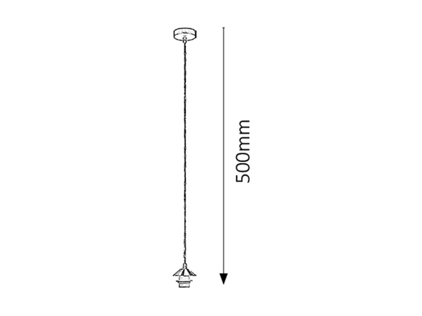 Závesné kovové lanko chrómové pre objímku E27, dĺžka 50cm