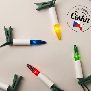 Vianočná reťaz ASTERIA farebná 16x14V/0,1A, biela objímka, 10,5m