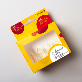 Ledková žiarovka FILAMENT číra 14V-55V/0,3W do svietnika farba teplá biela, krabička 4ks 