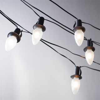 Vonkajšia predlžovacia reťaz ŠIŠKA FILAMENT biela 20xLED/20V/0,2W, 14m čierna kabeláž bez transformátora