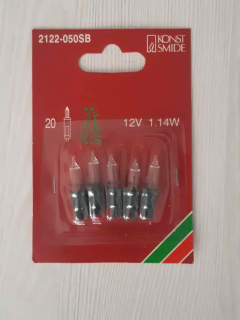 Číre žiarovky 12V/1,14W, zelená pätica balenie: 5ks