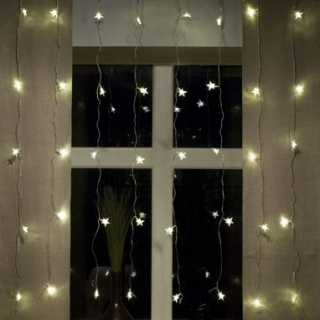 Záves z gumených hviezdičiek 40LED teplá biela, do interiéru 1,4x1,2m
