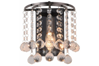 LONDON CRYSTAL nástenné krištáľové svietidlo čierne 1xE14/40W