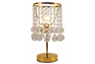 LONDON CRYSTAL stolná lampa s krištálikmi zlatá 1xE14/40W, výška: 33cm