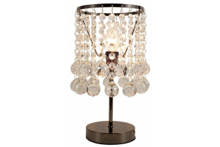 LONDON CRYSTAL stolná lampa s krištálikmi čierna 1xE14/40W, výška: 33cm