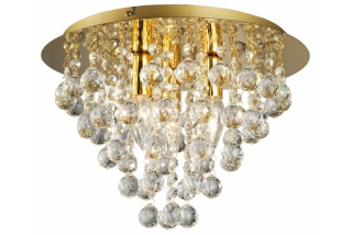 LONDON CRYSTAL krištáľový stropný luster zlatý 3xE14/40W, priemer: 38cm