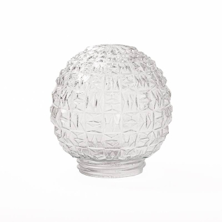 Náhradné tienidlo guľa so závitom priemer 15cm, montážny otvor: 8,45cm číra so vzorom