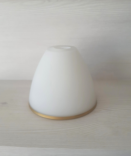 Sklenené tienidlo Aletta biele so zlatým pásikom montážny otvor 3cm, priemer: 13,5cm