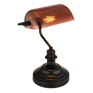 ANTIQUE stolná lampa čierna/medené sklo 1xE27/60W