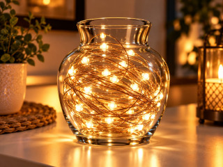 MICRO LED svietiaci reťazec 30 LED teplá biela s časovačom, 2,9m, na batérie, IP20